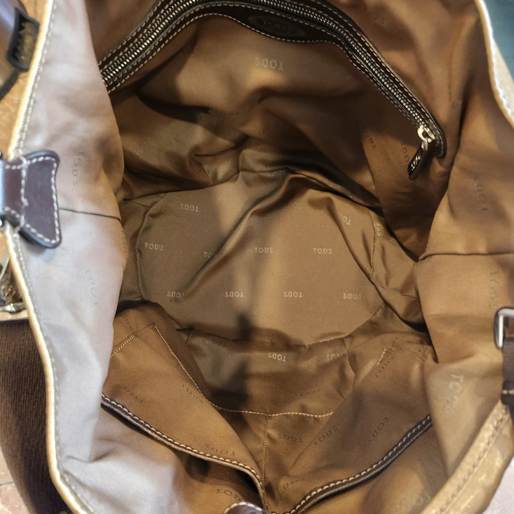 Tod's Tote/Crossbody, Tan/Brown Coated Canvas/Leather, Shoulder Bag - Picture 10 of 16